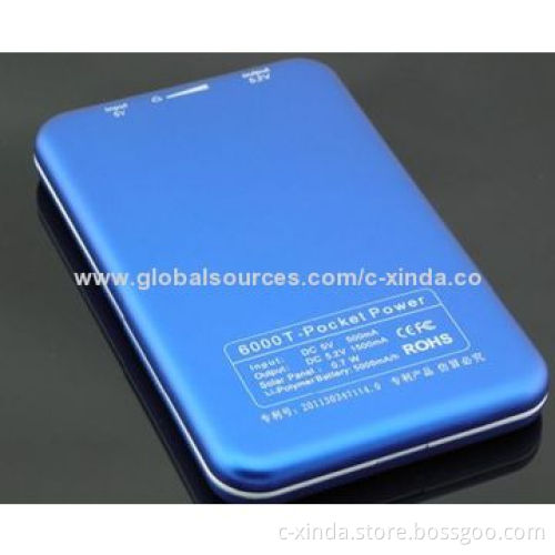 Solar Mobile Phone Charger, 5,000mAh/7,000mAh Lithium Battery & Poly-silicone 0.7W/5V/140mA